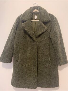 J. Jill Olive Teddy Coat with Lapel Collar